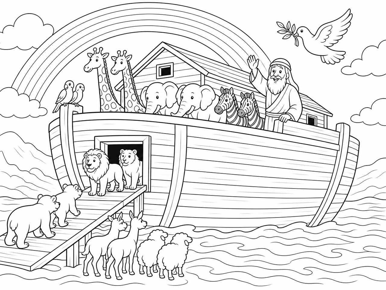 Dibujo para colorear del arca de Noé
