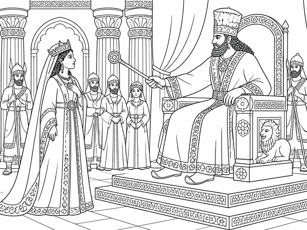 Dibujo para colorear de la reina Ester
