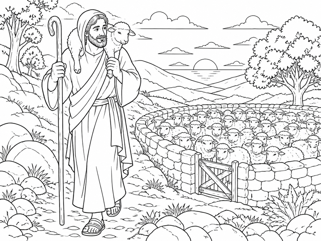 Dibujo para colorear de la oveja perdida