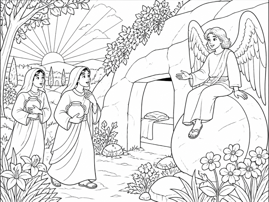 Dibujo para colorear de la tumba vacía